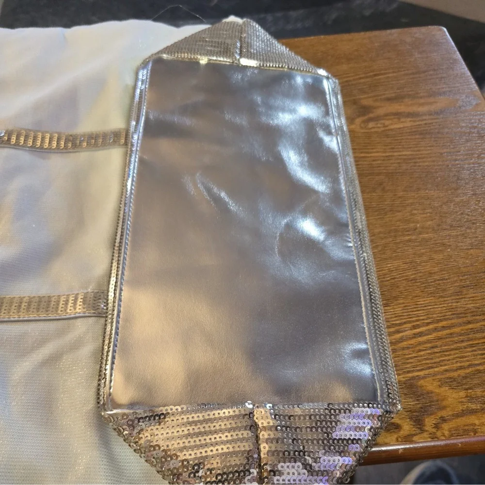 Victoria's Secret Metallic Tote Bag Large Canvas Sequined Weekender Shopper‎ NWT
